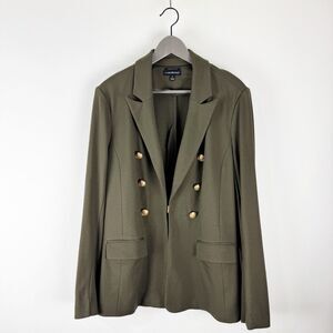 Lane Bryant The Bryant Blazer Size 16 Olive Green Gold Buttons Ponte Jacket